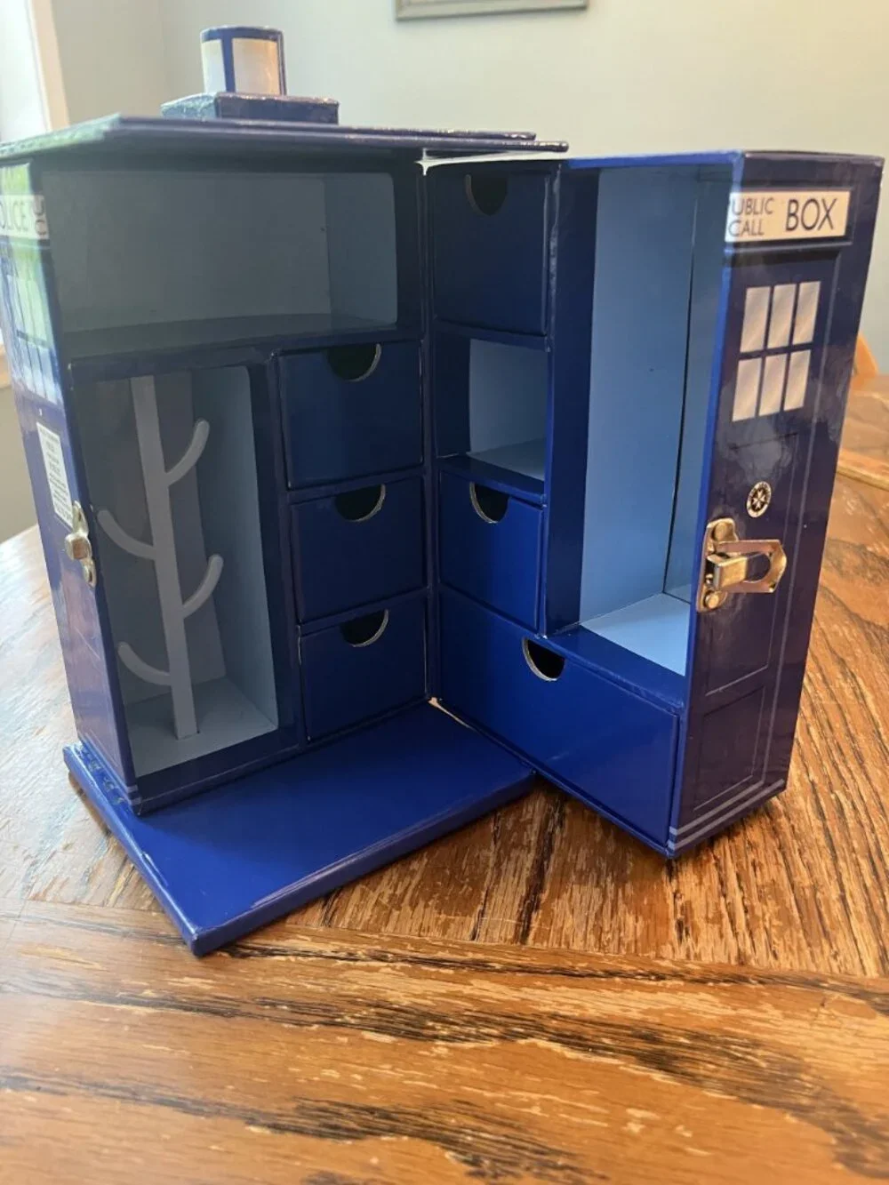 Doctor Who Tardis Jewelry Box - Includes 7 Drawers, Mirror, and Ring Hanger